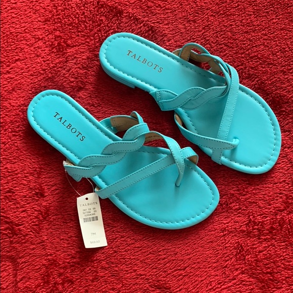 Talbots Shoes - Talbots Blue Slip-On Sandals with Thong Design